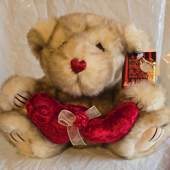Brown Teddy Bear with Red Hearts New 12 Inches - Picture 1 of 7